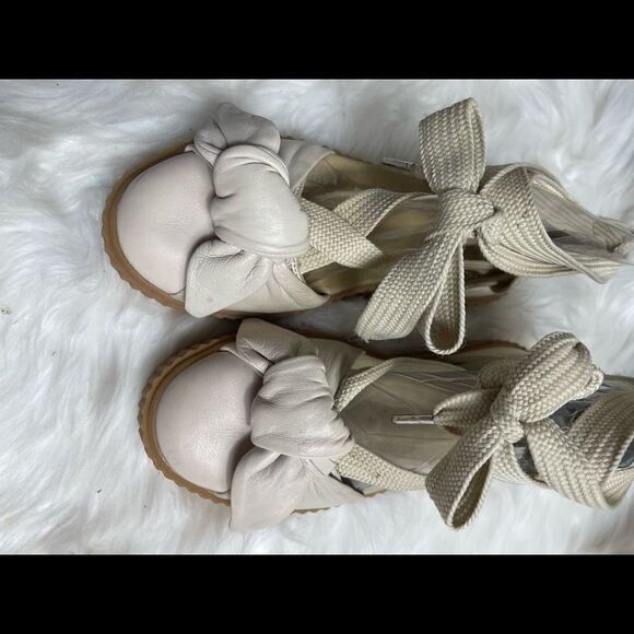 Puma Fenty beige leather creeper lace up with leather bow accent size 7.5 - Picture 11 of 11